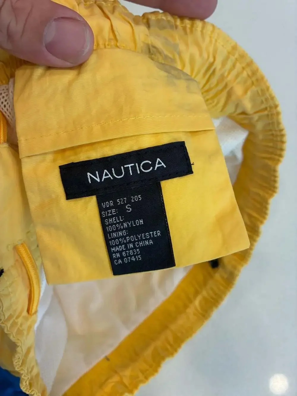 Vintage Nautica Swim Trunks Size S Yellow Blue Striped Boardshorts